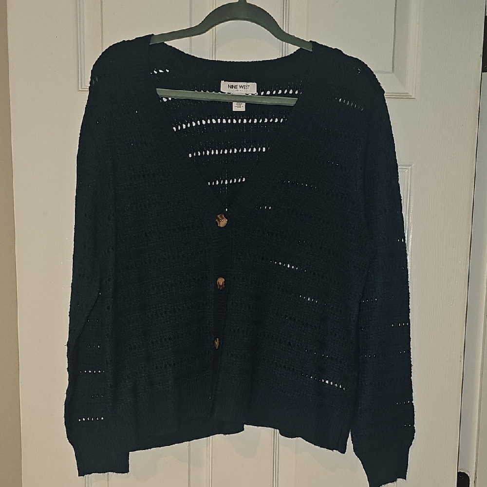Nine West Teal Blue Cardigan